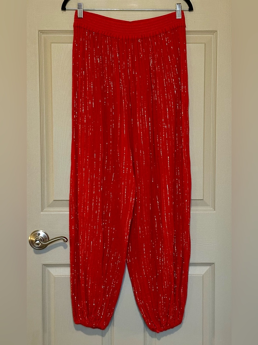 UNBRANDED Red w/ Gold Metallic Threading Haram Pants - One Size